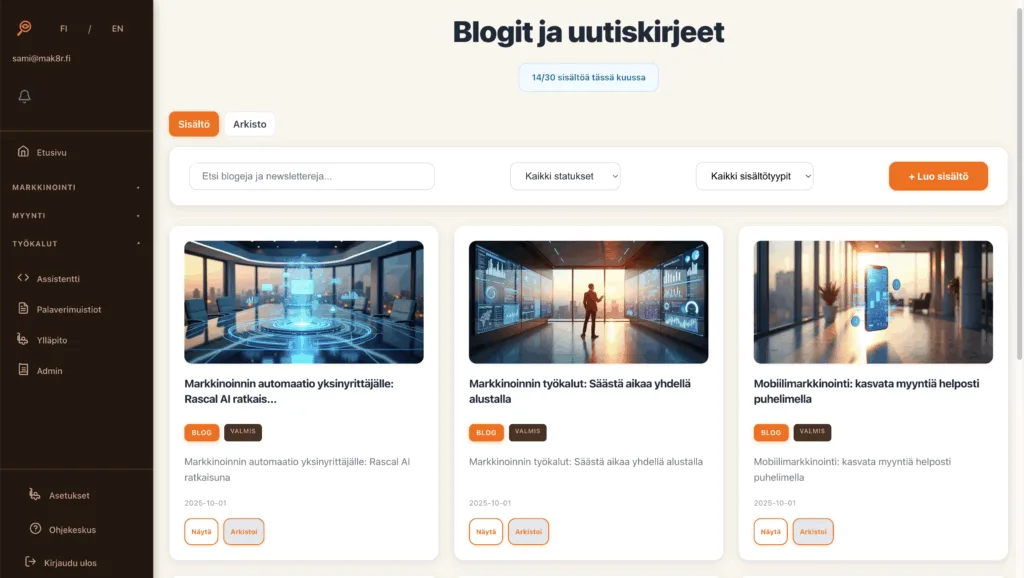 A screenshot from Rascal AI dashboard